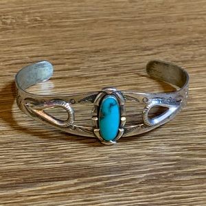 Vintage Turquoise Sterling Silver Cuff Bracelet